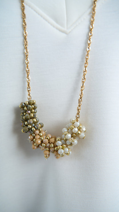 Via Roma - Collana "Adelina" - Verde - Beige - Bianco - Dorato