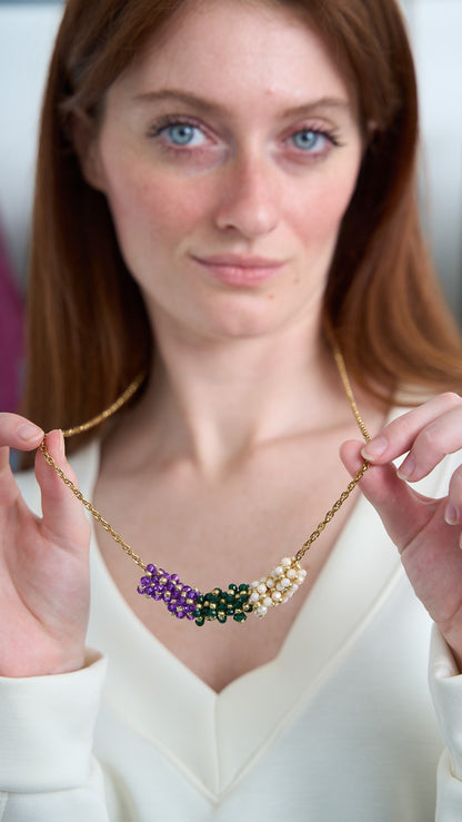 Via Roma - Collana "Adelina" - Viola - Verde - Burro - Dorato