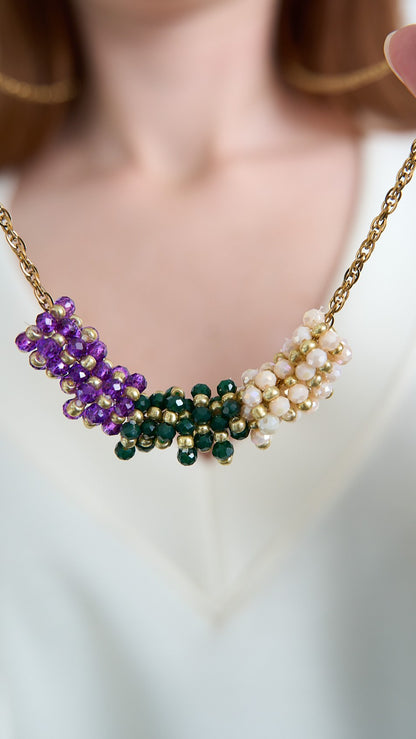 Via Roma - Collana "Adelina" - Viola - Verde - Burro - Dorato