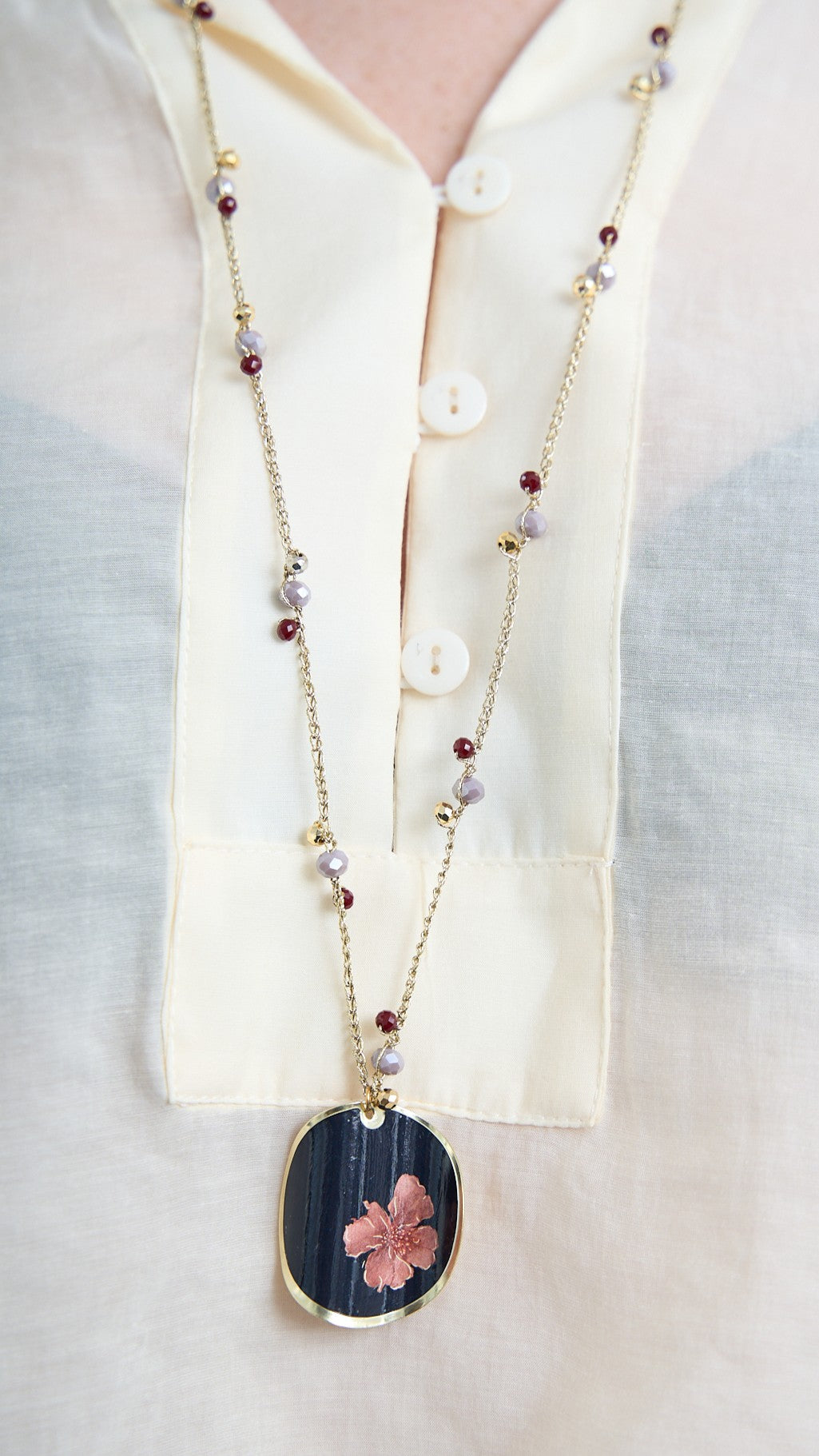 Via Roma - Collana "Ambrosia" - Nero - Bordeaux - Rosa Antico - Lilla - Oro