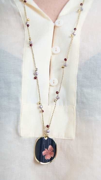 Via Roma - Collana "Ambrosia" - Nero - Bordeaux - Rosa Antico - Lilla - Oro