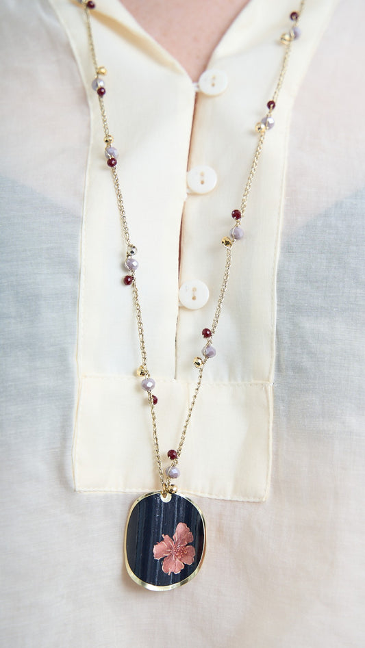 Via Roma - Collana "Ambrosia" - Nero - Bordeaux - Rosa Antico - Lilla - Oro