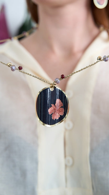Via Roma - Collana "Ambrosia" - Nero - Bordeaux - Rosa Antico - Lilla - Oro