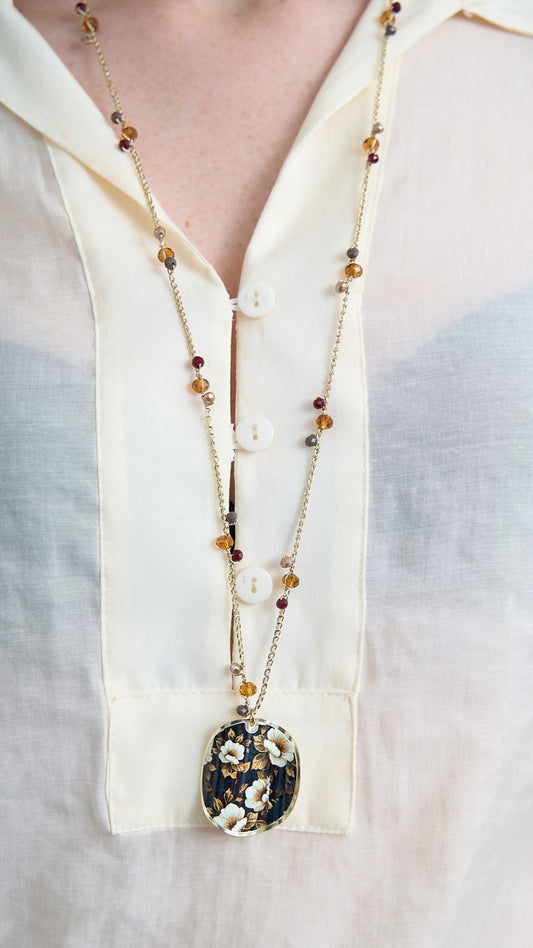 Via Roma - Collana "Ambrosia" - Nero - Avorio - Oro - Ambra - Bordeaux - Tortora - Beige