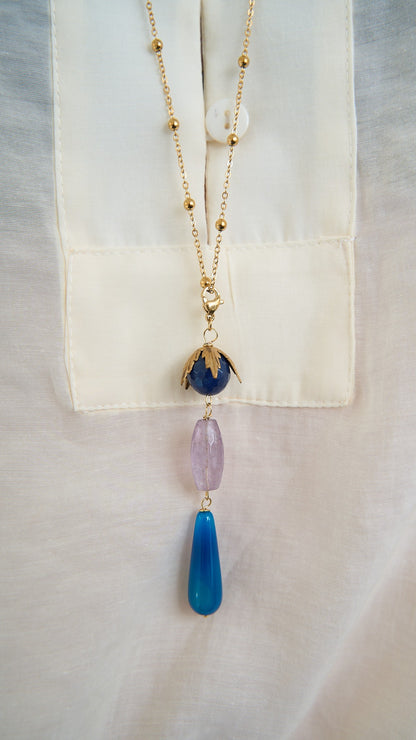 Via Roma - Collana "Giappone" - Blu - Turchese - Lilla - Oro