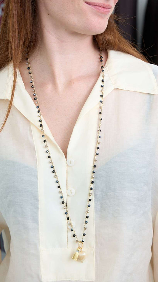 Via Roma - Collana "Cuore Ceramica" - Nero - Blu Notte - Beige
