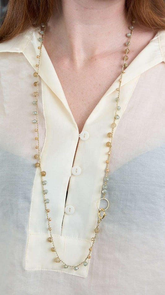 Via Roma - Collana "Krizia" - Oro - Beige Champagne - Miele - Verde Salvia - Azzurro Polvere