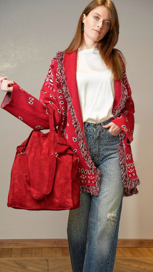 Tensione In - Cardigan bandana sfondo rosso - ART.TEP5HMG21A414