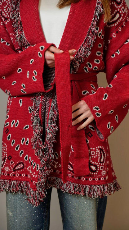 Tensione In - Cardigan bandana sfondo rosso - ART.TEP5HMG21A414