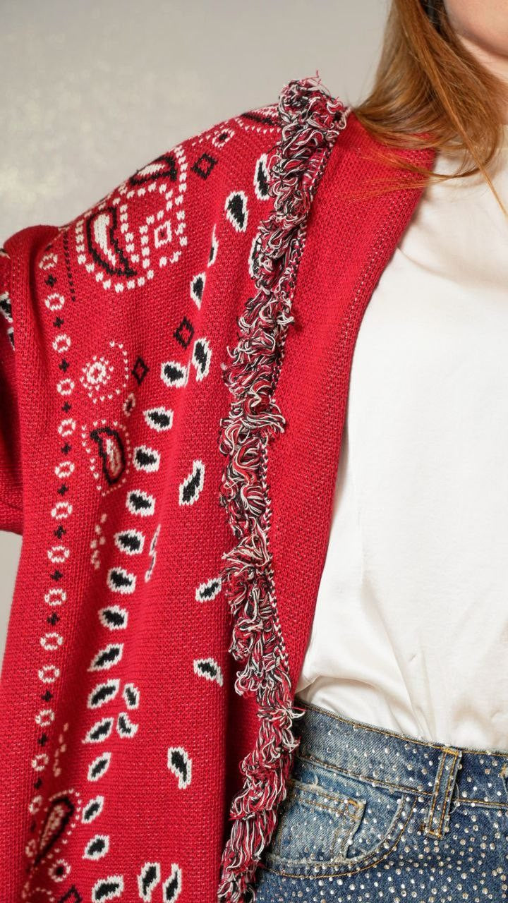 Tensione In - Cardigan bandana sfondo rosso - ART.TEP5HMG21A414