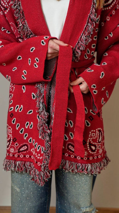 Tensione In - Cardigan bandana sfondo rosso - ART.TEP5HMG21A414