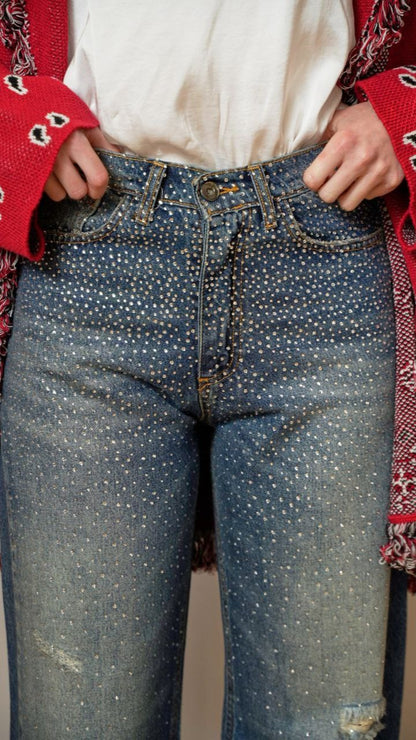 Zahjr - Jeans con strass lavaggio blu - ART.53539712