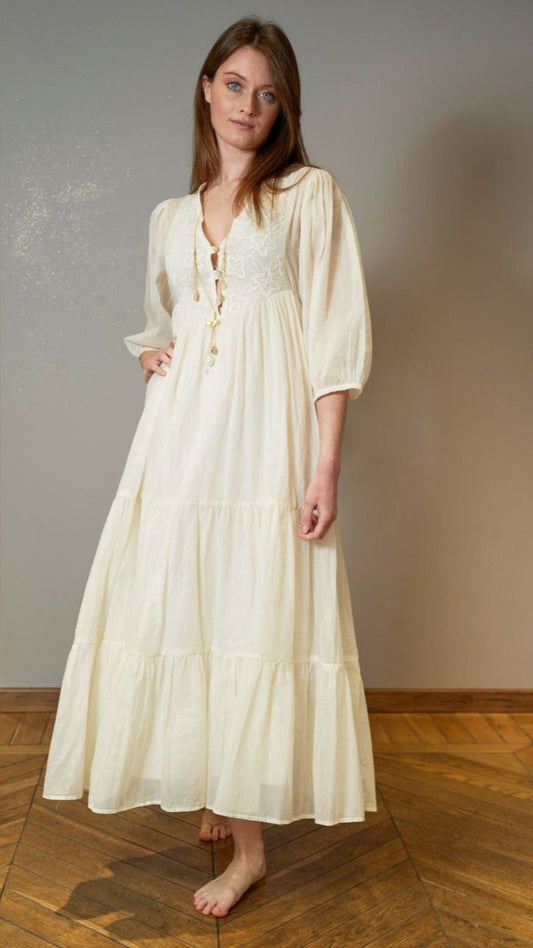 Lokita - Abito avorio in macramé - ART.6822/1016/25