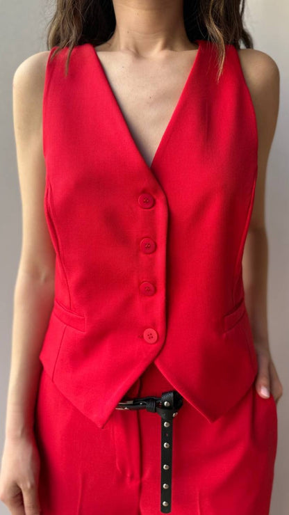 Zahjr - Gilet in tinta unita rosso - ART. 53539584