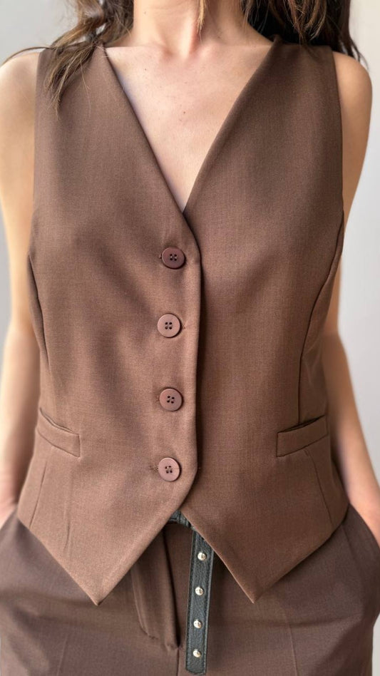 Zahjr - Gilet in tinta unita marrone - ART. 53539584