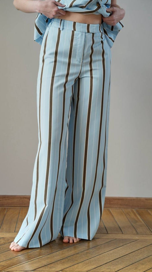 Zahjr - Pantaloni fantasia a righe moro e sfondo cielo - ART.53539900