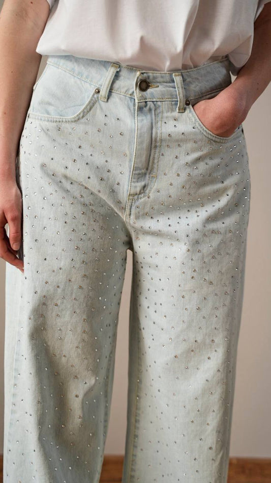 Tensione In - Jeans Giusi in denim chiaro con strass - ART.GIUSI-STRASS