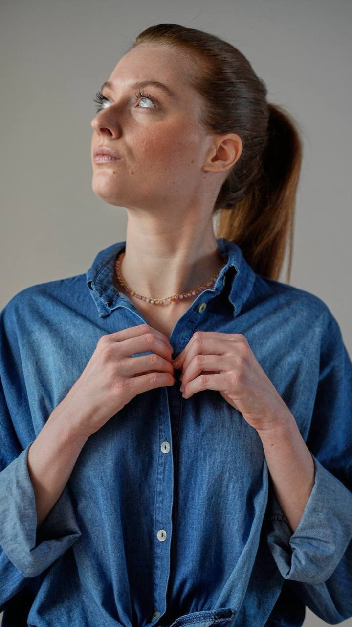 Zahjr - Camicia in jeans con fiocco - ART.53539895