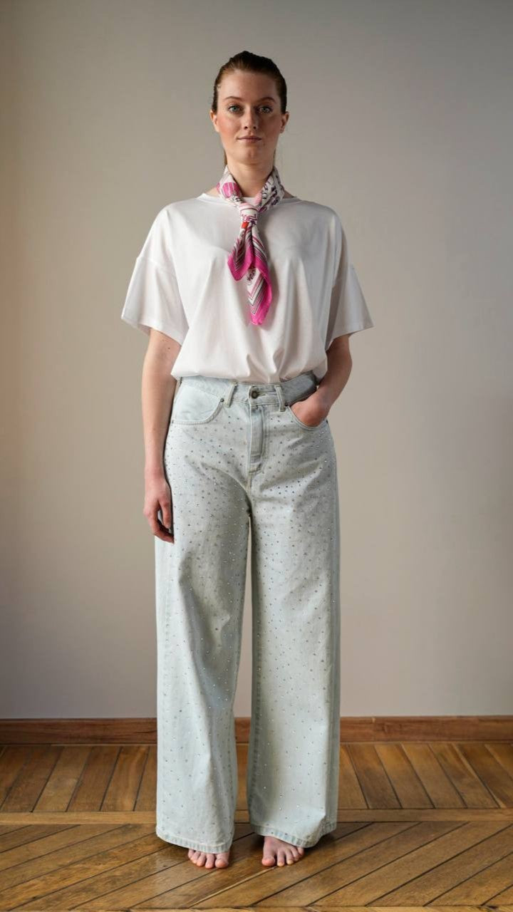 Tensione In - Jeans Giusi in denim chiaro con strass - ART.GIUSI-STRASS