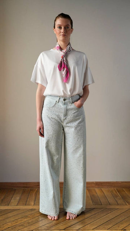 Tensione In - Jeans Giusi in denim chiaro con strass - ART.GIUSI-STRASS