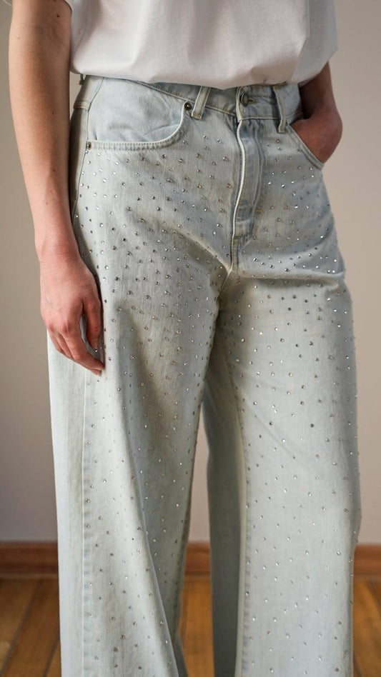 Tensione In - Jeans Giusi in denim chiaro con strass - ART.GIUSI-STRASS