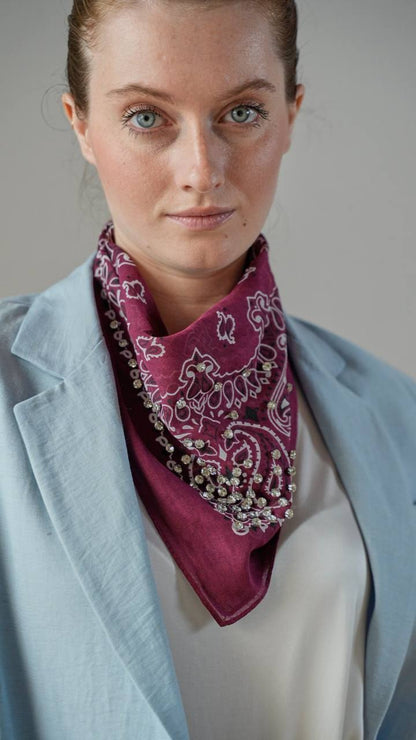 Zahjr - Giacca in tinta unita celeste polvere con bandana - ART.53539861