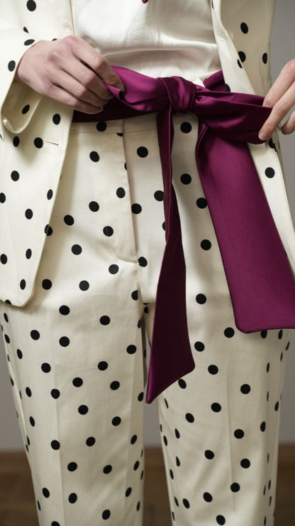 Tensione In - Pantaloni a pois neri con sfondo bianco - ART.TES25P114