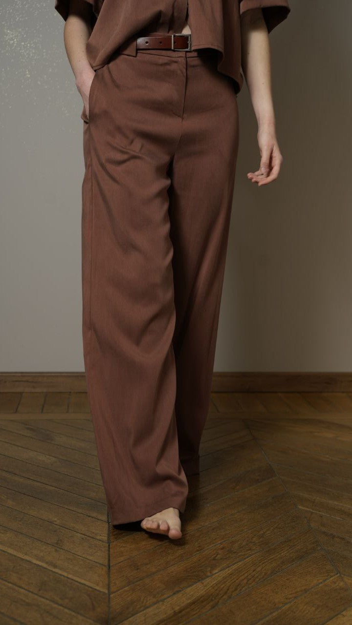 Tensione In - Pantaloni tinta unita color coccio - ART.TE25P6127
