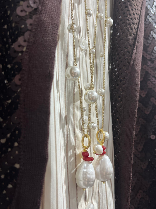 Via Roma - Collana "Perla 2.1" Oro - Bianco - Rosso