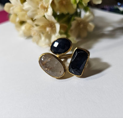 Anello "Turco" Blu - Grigio - Avorio