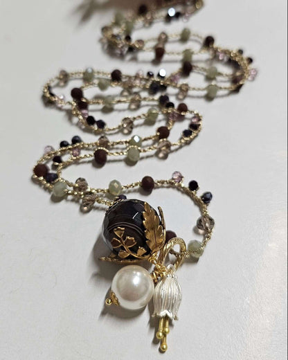 Via Roma - Collana "Beautiful" - Verde - Marrone - Bianco - Lilla - Oro - Blu